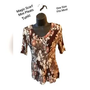 Magic Scarf 🤎Womens One Size Top Polyester Floral Print    S S V-Neck NWOT